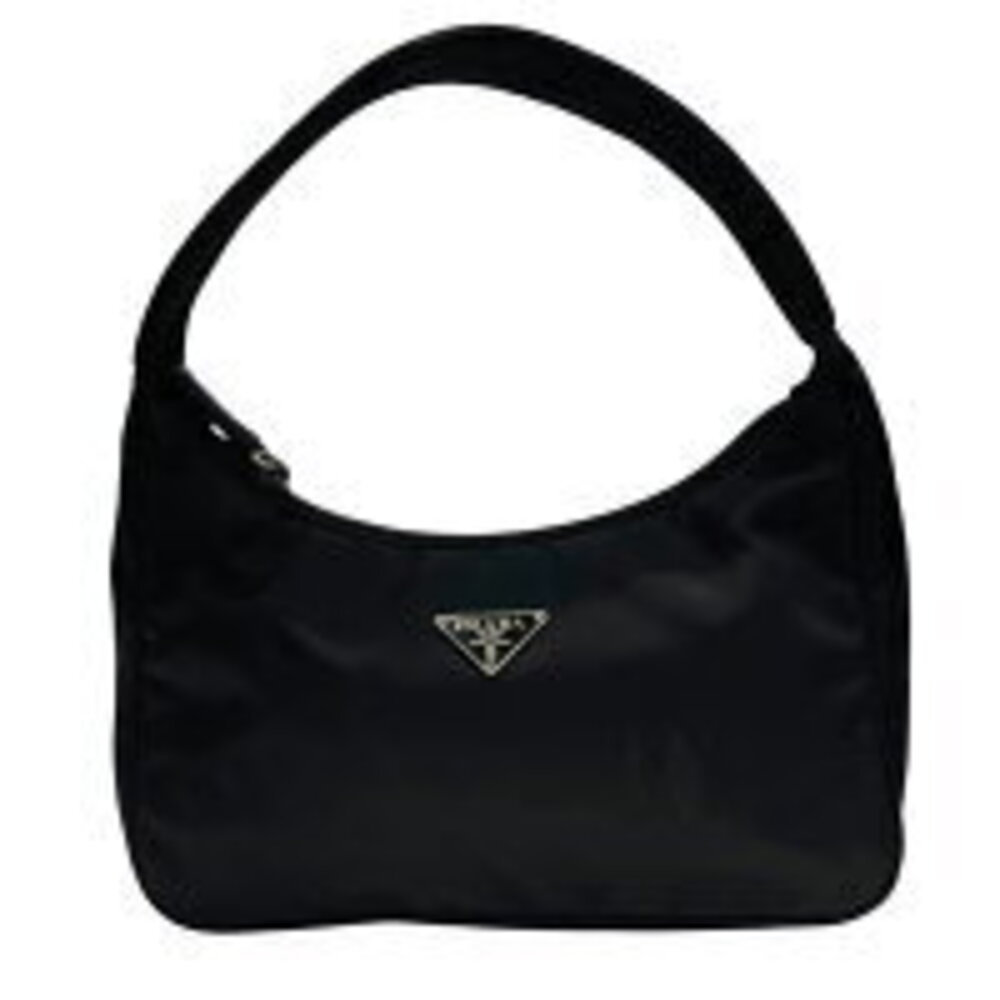 Prada Triangle Plate Nylon Hobo Hobo Shoulder Bag Black